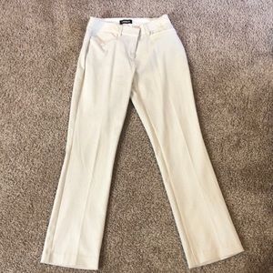 White with black striped dress pants